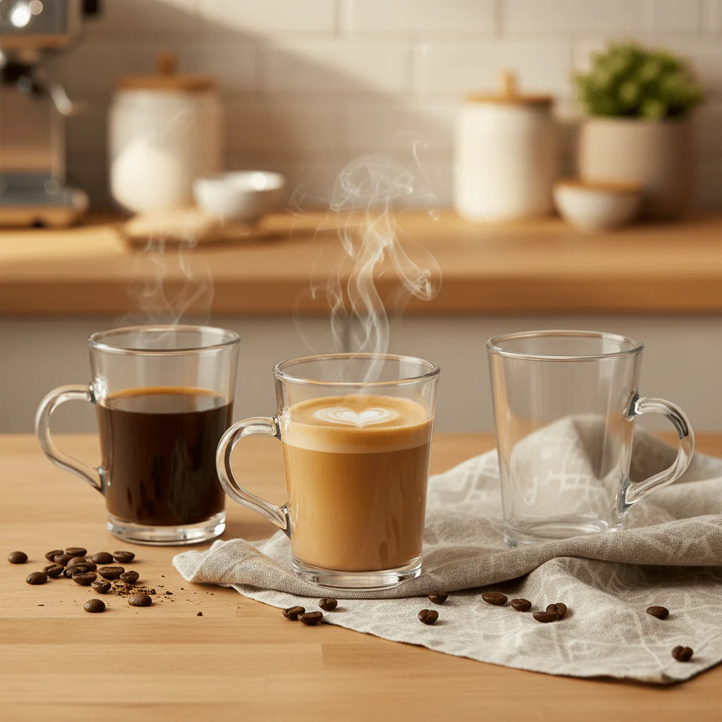 Opera 225ml Premium Glass Mugs for Coffee, Tea & Hot Beverages – Stylish Mug Set of 3 - Image 2