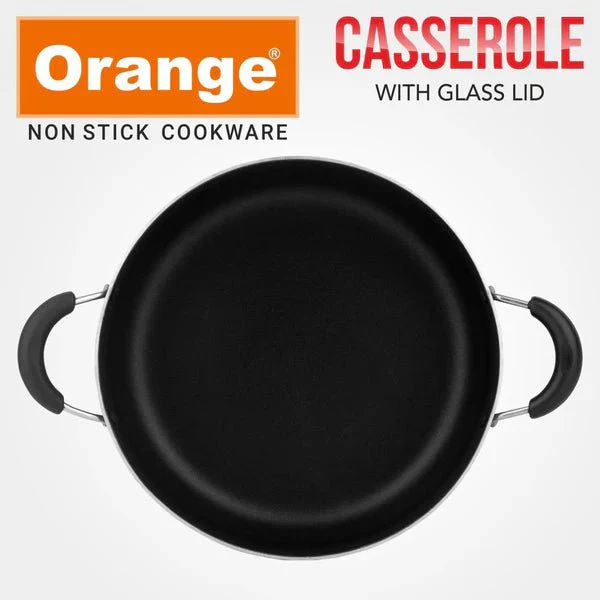 ORANGE Non-Stick Casserole with Glass Lid 22cm - Image 4