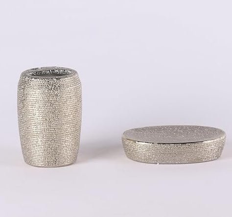 ORCHID 4pcs Ceramic Bathroom Set Shimmer(Soap Dispenser 300ml, Toothbrush Cup, Toothbrush Holder, Soap Dish), Gold - Image 3