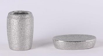 ORCHID 4pcs Ceramic Bathroom Set Shimmer(Soap Dispenser 300ml, Toothbrush Cup, Toothbrush Holder, Soap Dish), Silver - Image 3