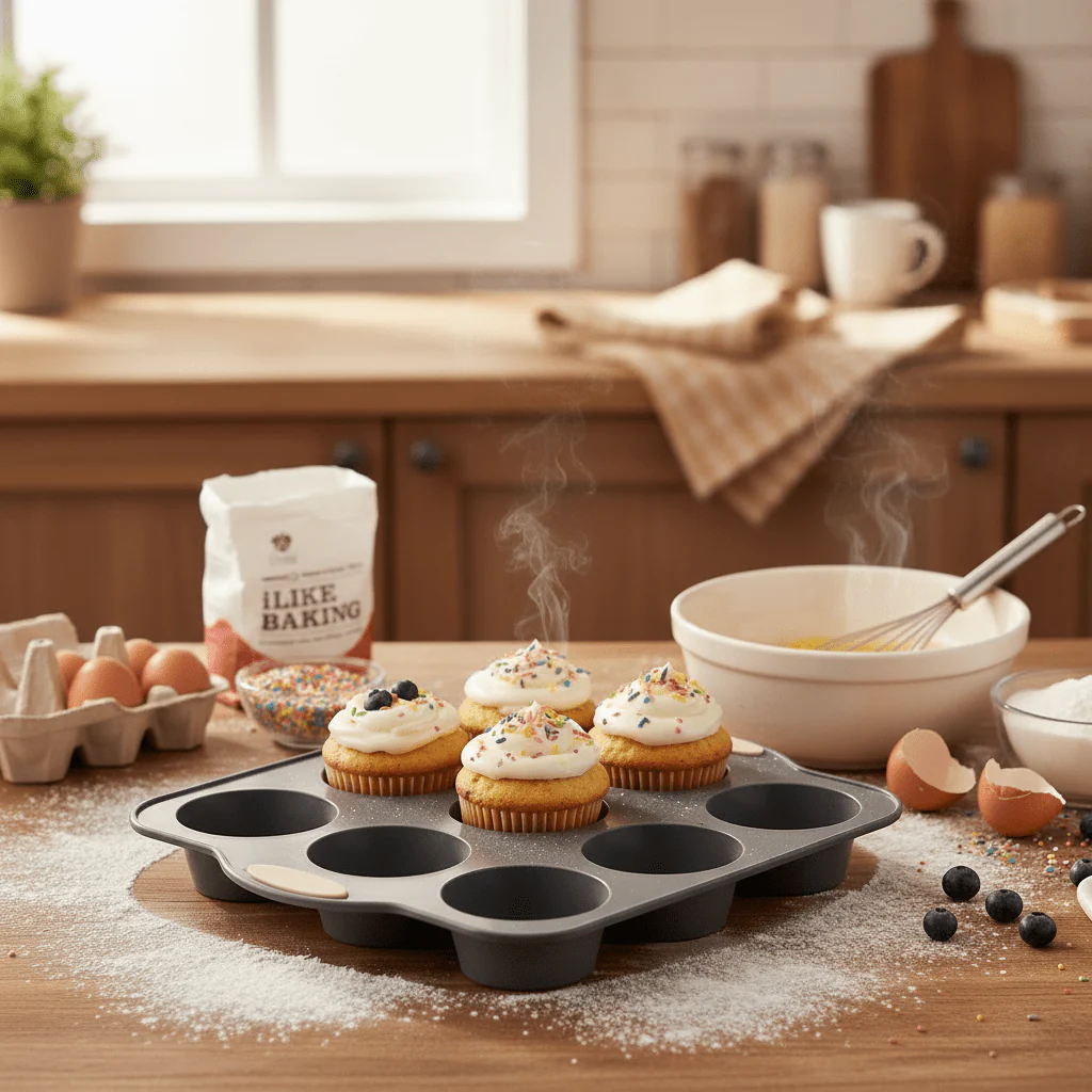 Orchid BakePro 12-Cup Premium Grey Silicone Muffin & Cupcake Tray Non-Stick Baking Mould 28×18cm - Image 2