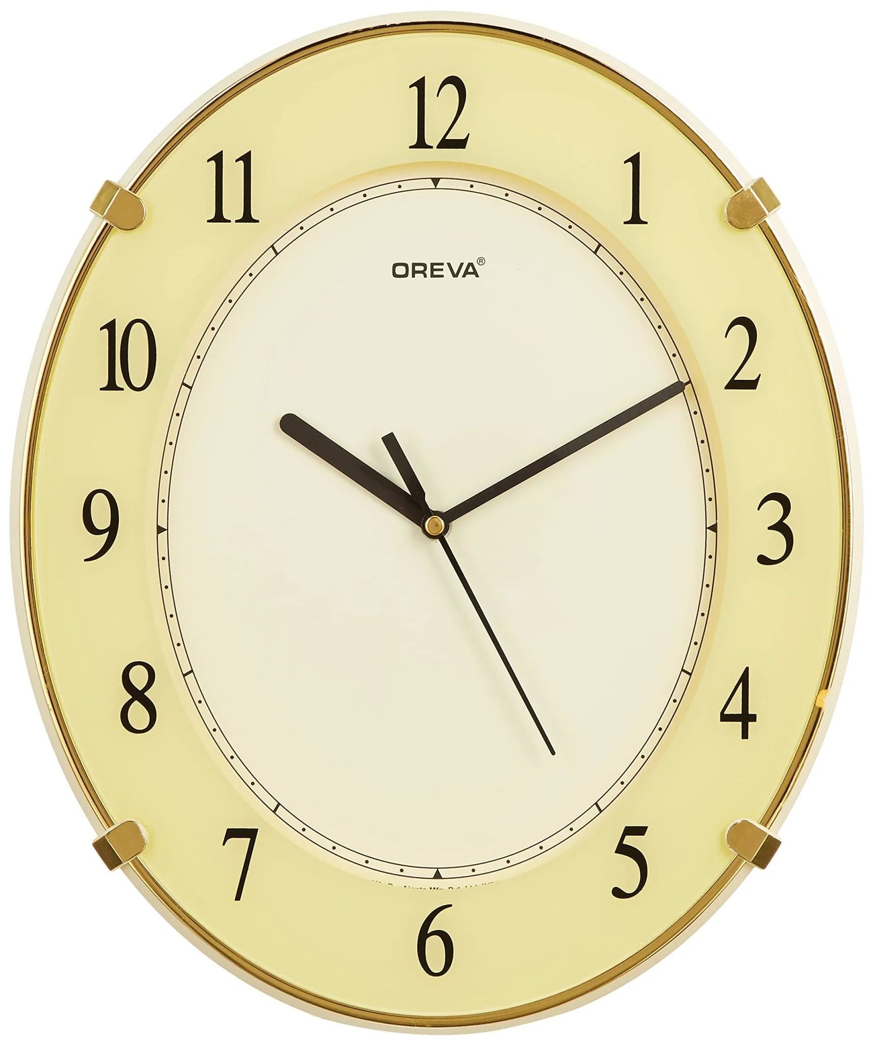OREVA Oval Shape Analog Wall Clock 34cm*28cm, Ivory, AQ-1187