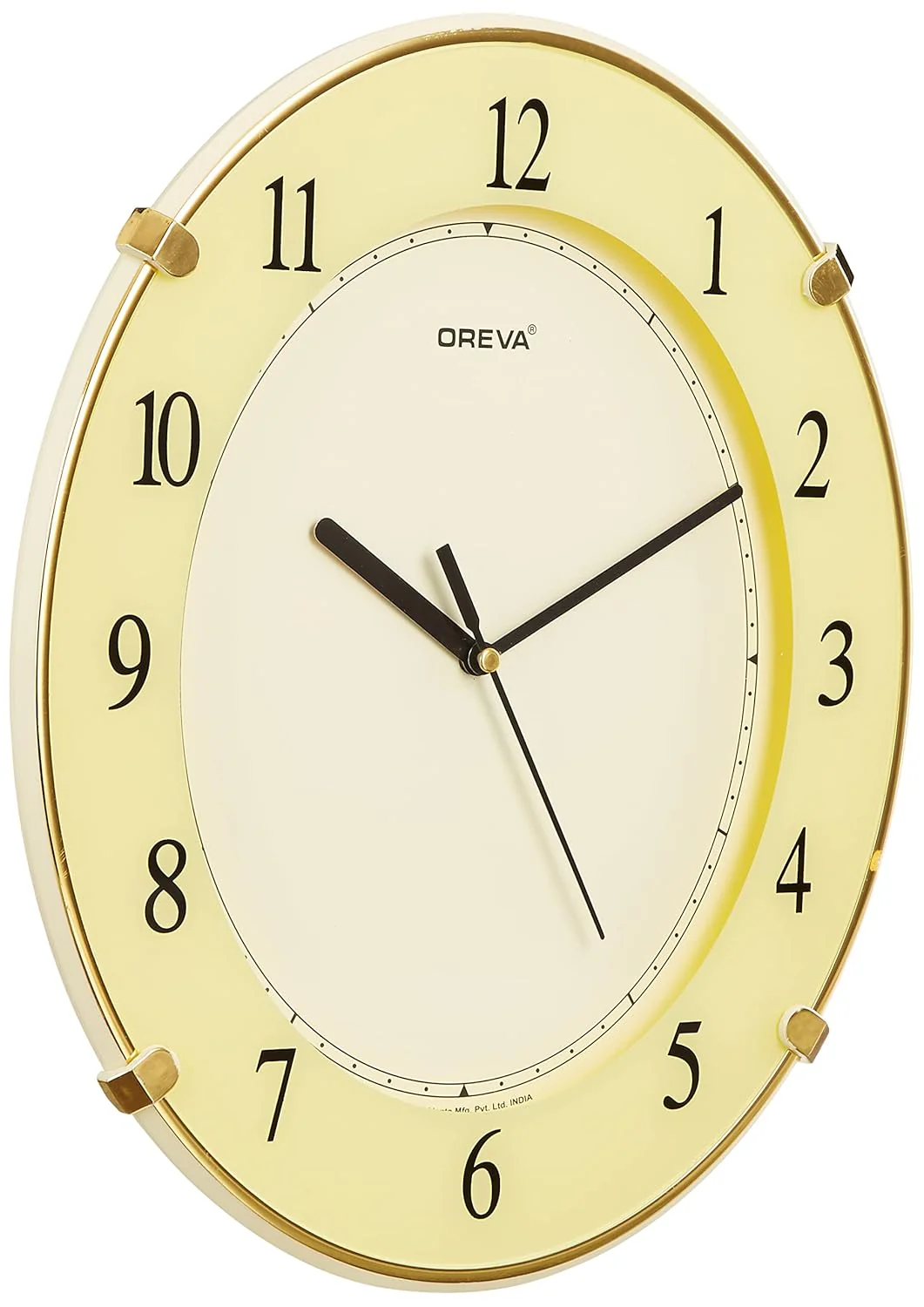 OREVA Oval Shape Analog Wall Clock 34cm*28cm, Ivory, AQ-1187 - Image 2