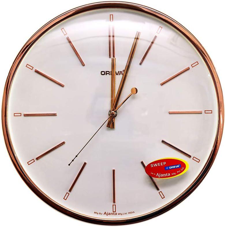 OREVA Round Analog Wall Clock 30cm, Copper/White, AQ-1497SS