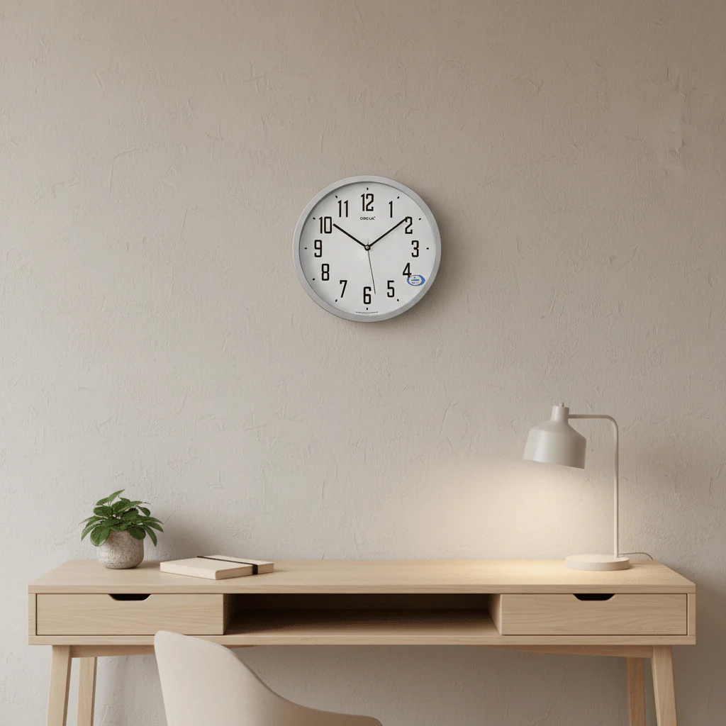 OREVA Silent Quartz Wall Clock 30cm | AQ1457 | Silver Frame | Modern Home Décor - Image 2