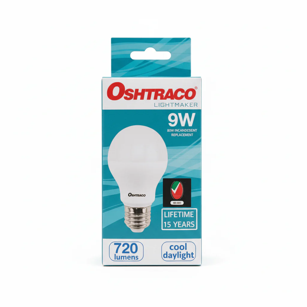 Oshtraco E27 LED Bulb 9W, Cool Day Light