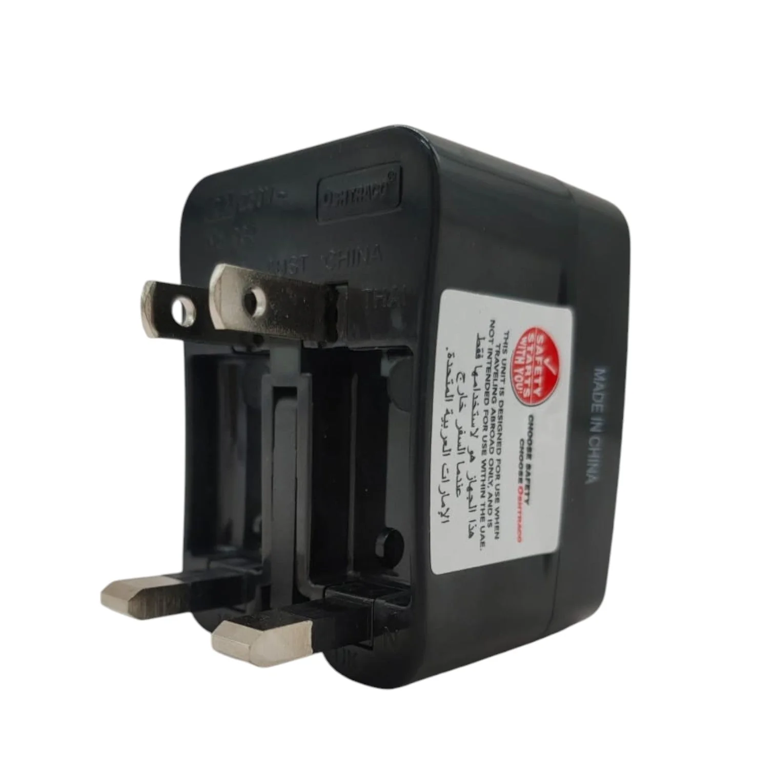 Oshtraco World Travel Adaptor.1xUniversal Plug Input & 1xUS 2 Pin Socket Outlet-Black - Image 4