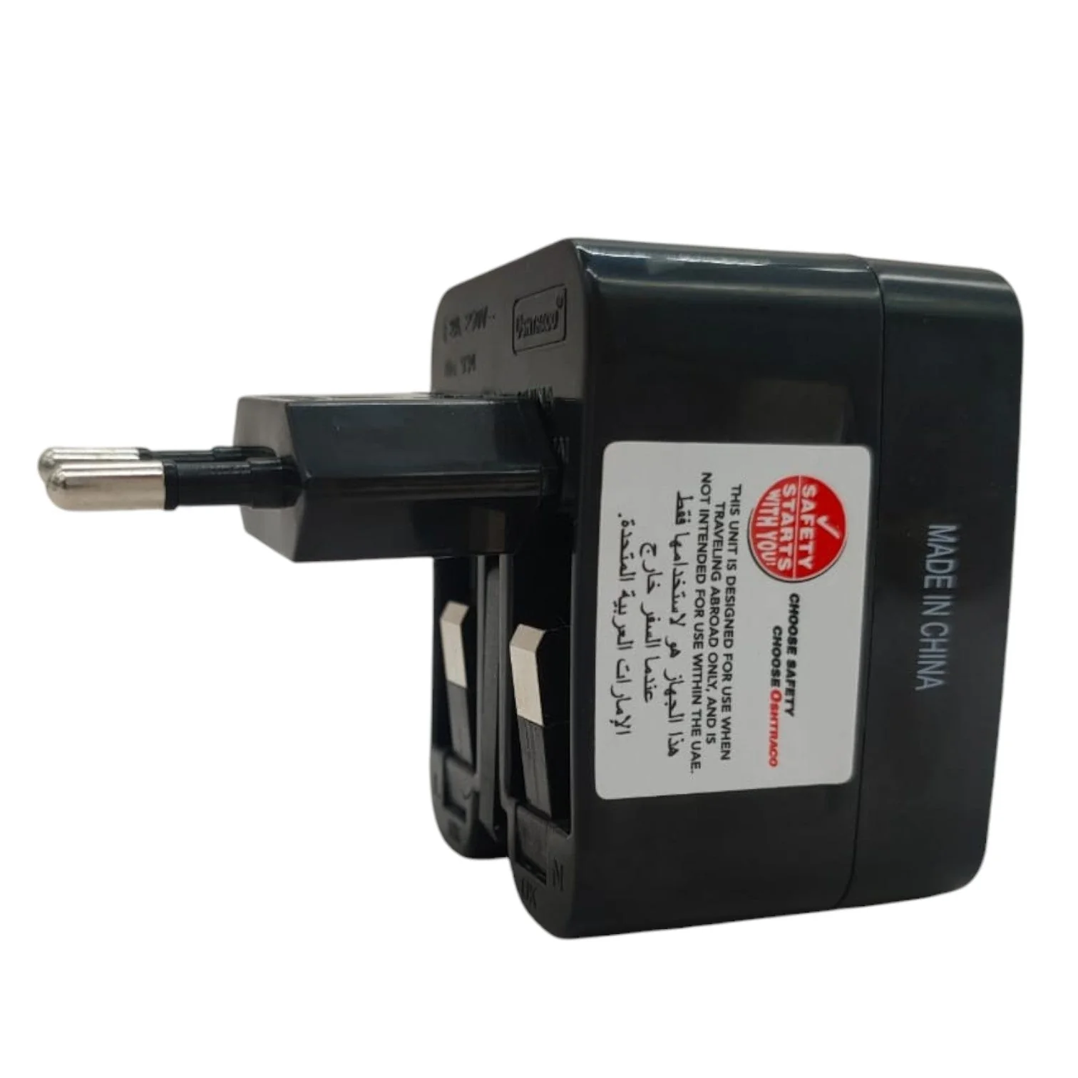Oshtraco World Travel Adaptor.1xUniversal Plug Input & 1xUS 2 Pin Socket Outlet-Black - Image 5