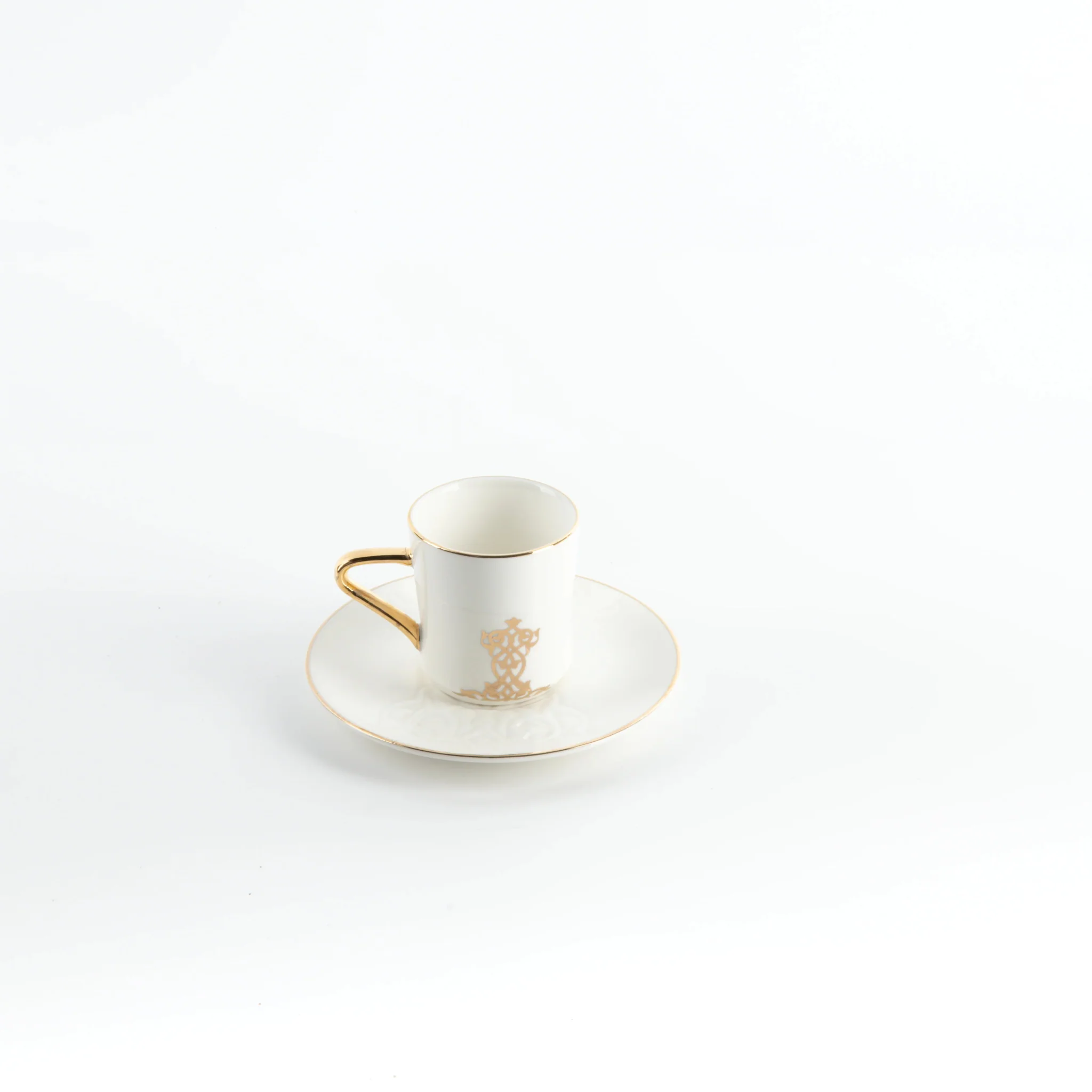 Otantik Naqsh 12pcs Porcelain Turkish Coffee Set, 6pcs Cups 80ml + 6pcs Saucer, White/Gold, ET2945 - Image 3