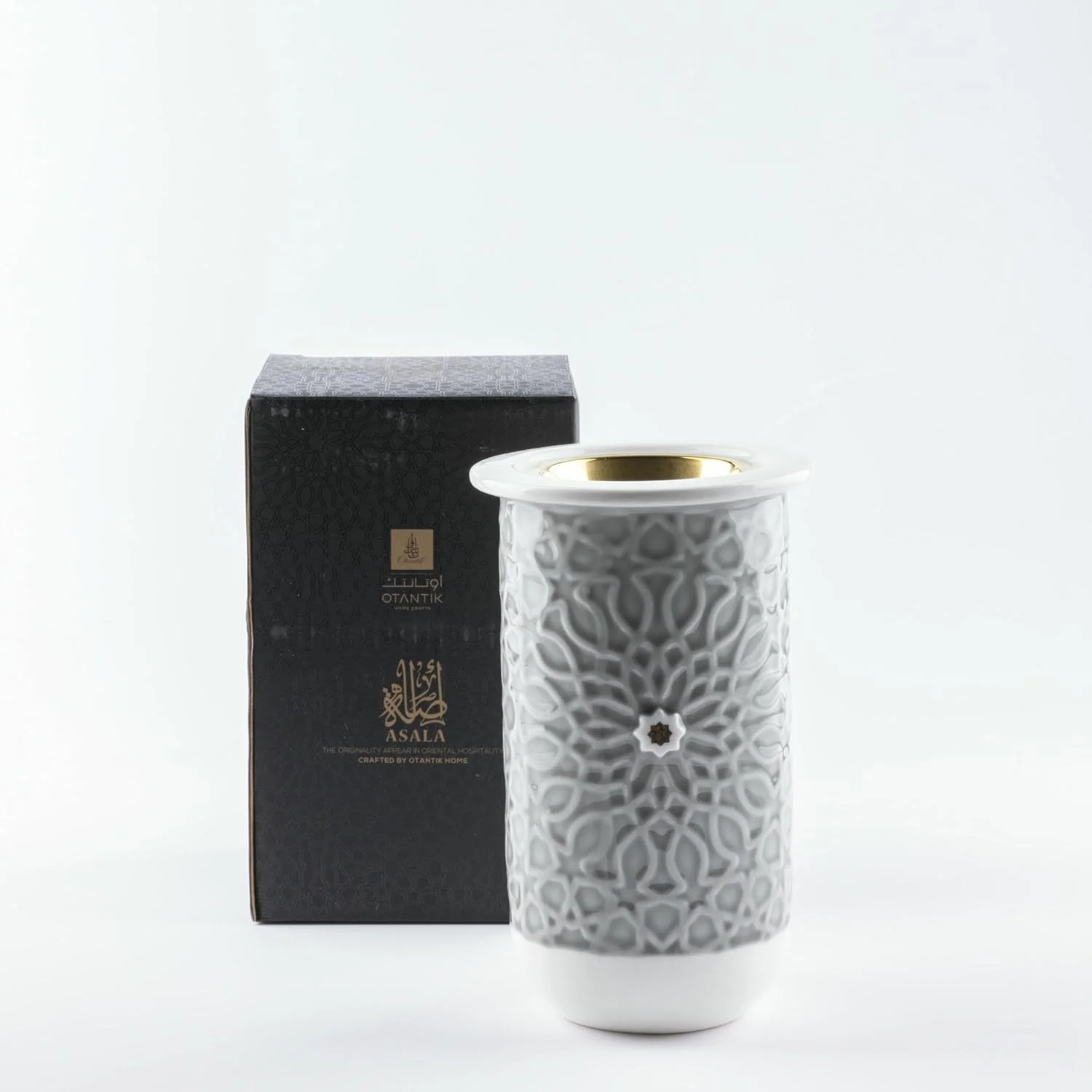 Otantik Asala Incense Burner 11cm*18cm, Grey/Gold- ET2610 - Image 3