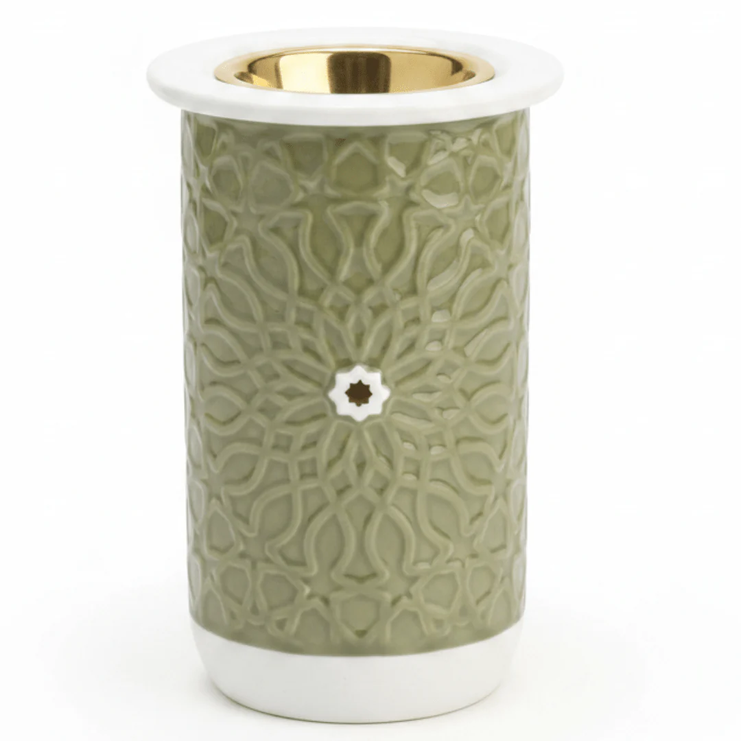 Otantik Asala Premium Porcelain Incense Burner – Sage Green & White 11 × 18 cm | Handcrafted Porcelain