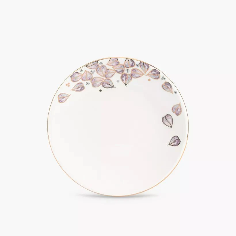 Otantik Lilac Porcelain Dessert Plate Set – 6-Piece 7.5" Gold & White Elegant Dining Collection