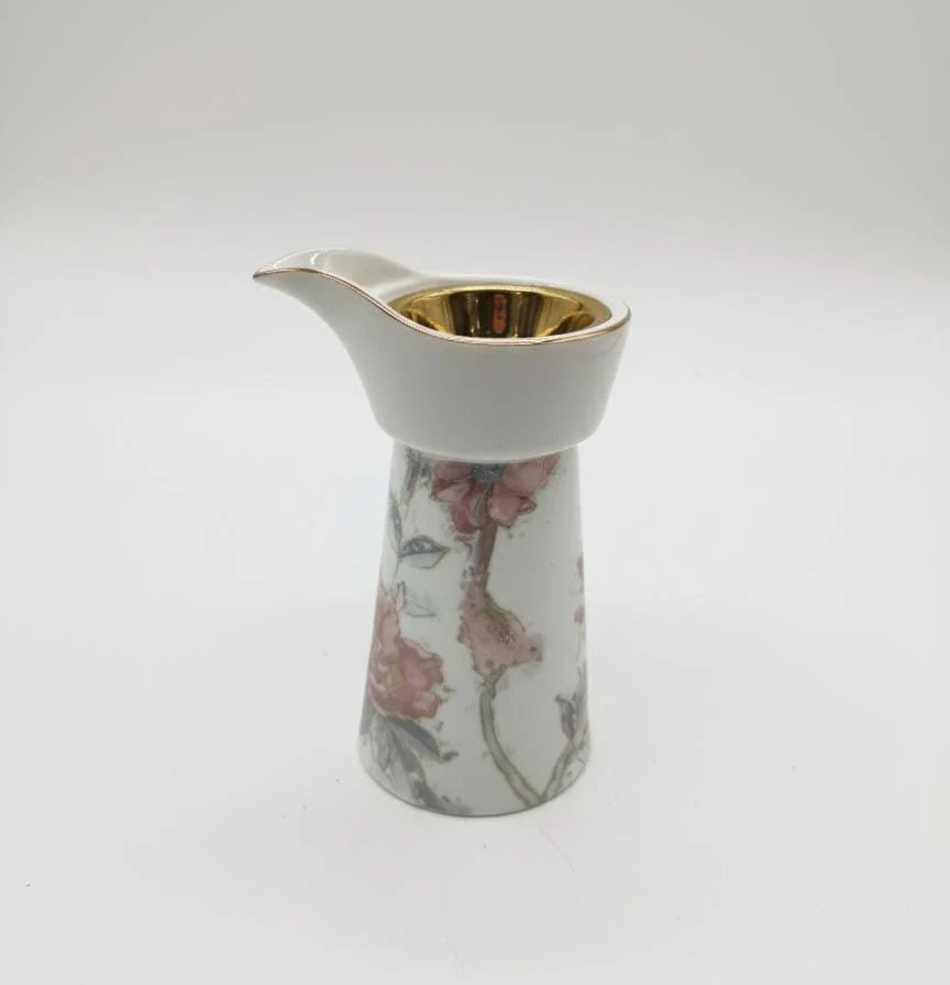 Otantik Marisella Luxury Porcelain Incense Burner – Pink & Gray Floral Design – 8.9×17.5 cm Elegant Home Decor