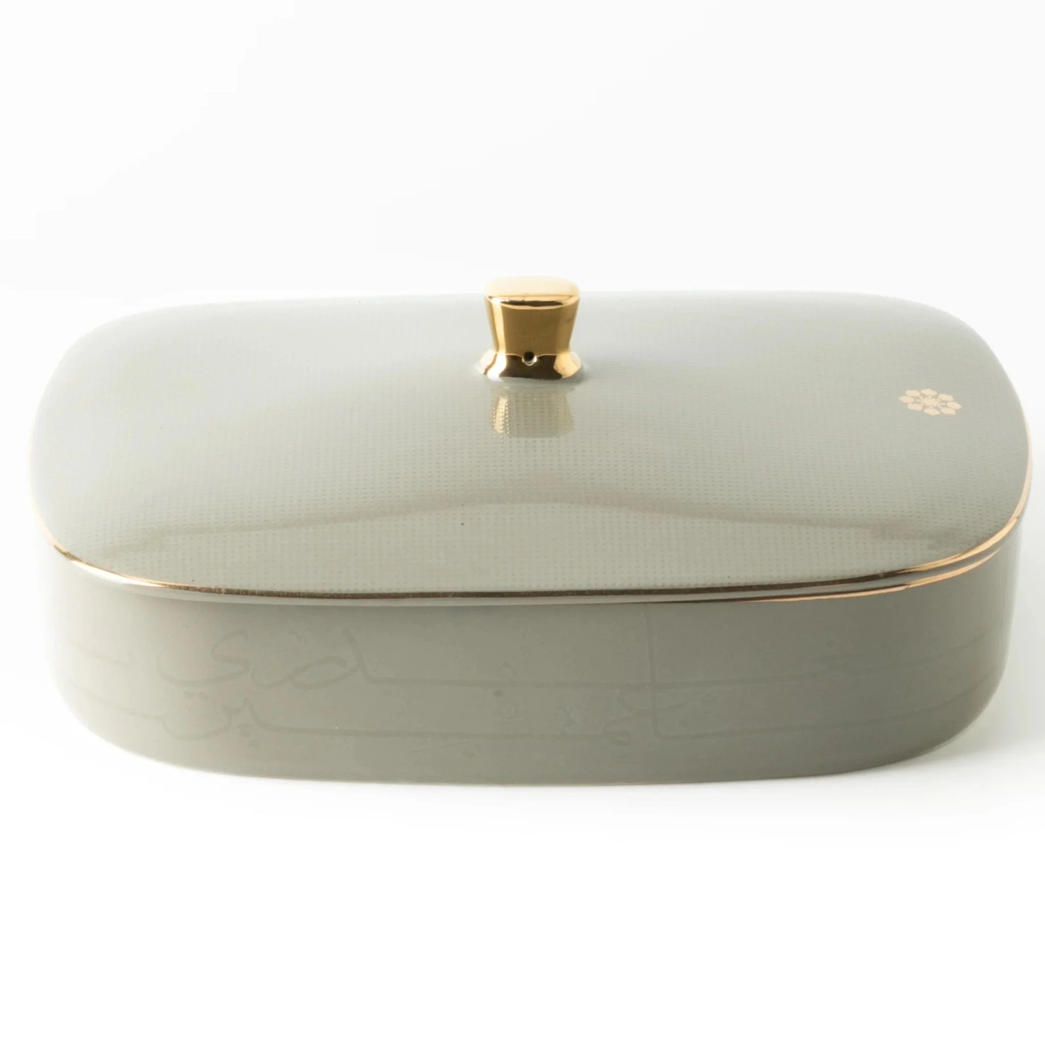 Otantik Mirral Elegant Medium Porcelain Serving & Date Bowl – Grey with Gold Rim (8 Inch) - Image 2