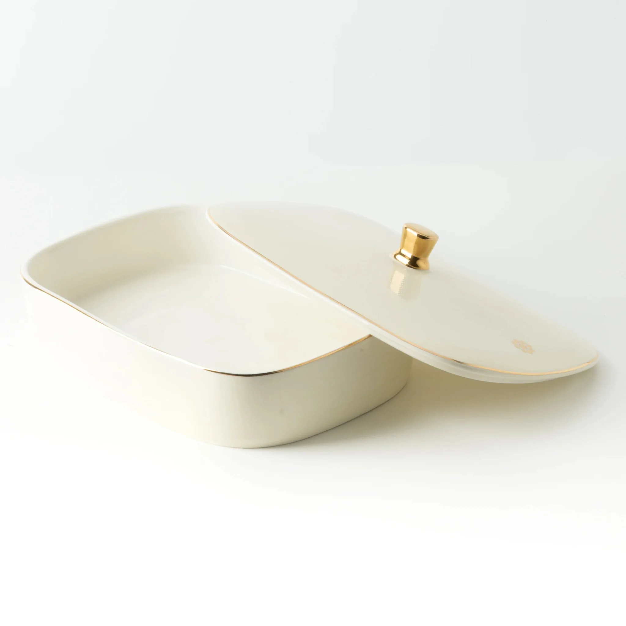 Otantik Mirral Elegant Medium Porcelain Serving & Date Bowl – White with Gold Rim (8 Inch) - Image 3