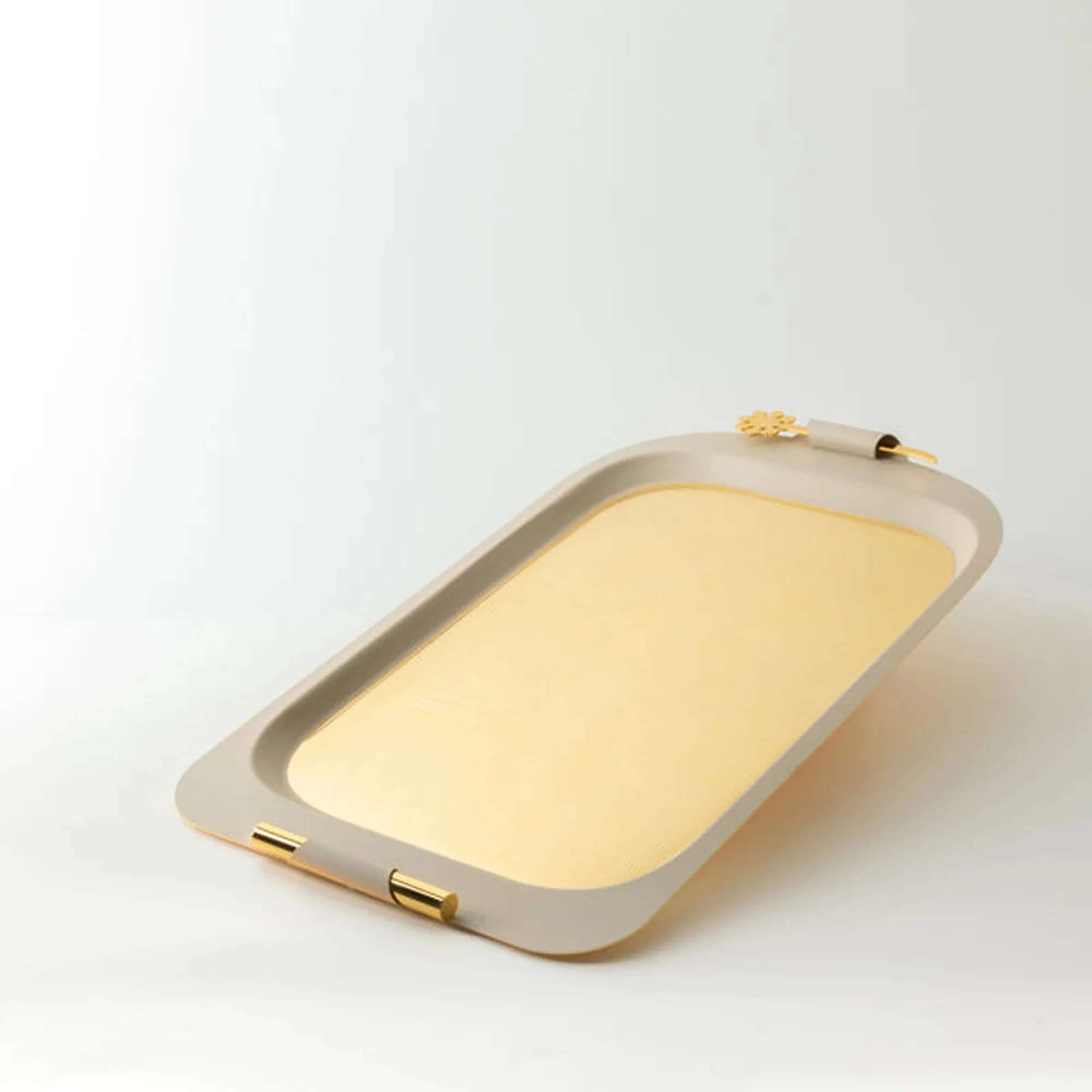 Otantik Mirral Premium Stainless Steel Serving Tray – White with Gold Detailing (53×31 cm) - Image 2