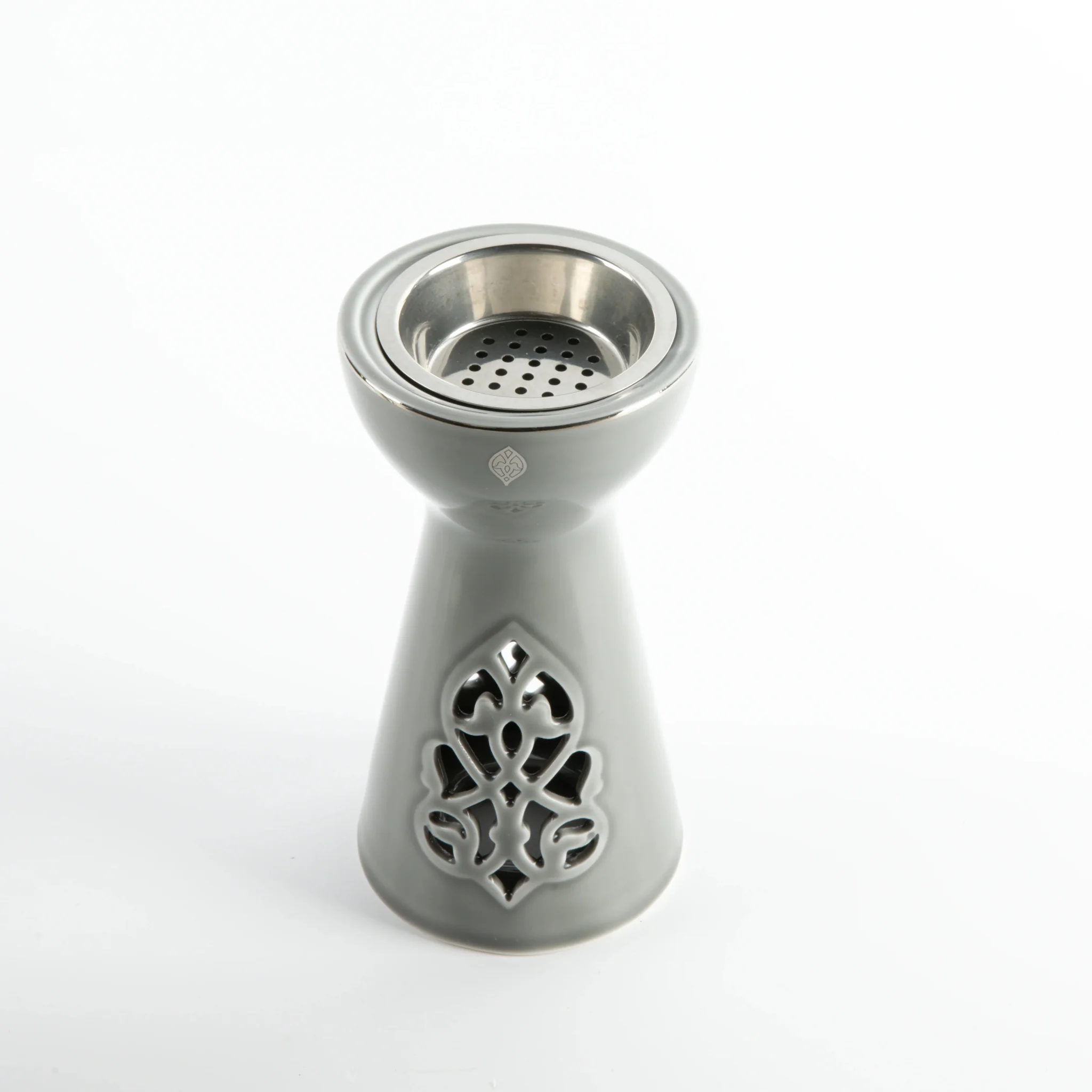 Otantik Naqsh Porcelain Incence Burner 9cm*17.5cm, Grey/Silver- ET2983 - Image 2