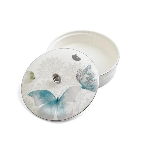 Otantik Veloura ET3082 Large Serving/Date Bowl – Blue & Silver Floral Porcelain – 250 mm - Image 2