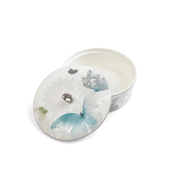 Otantik Veloura ET3085 Medium Serving/Date Bowl – Blue & Silver Floral Porcelain – 180 mm - Image 2