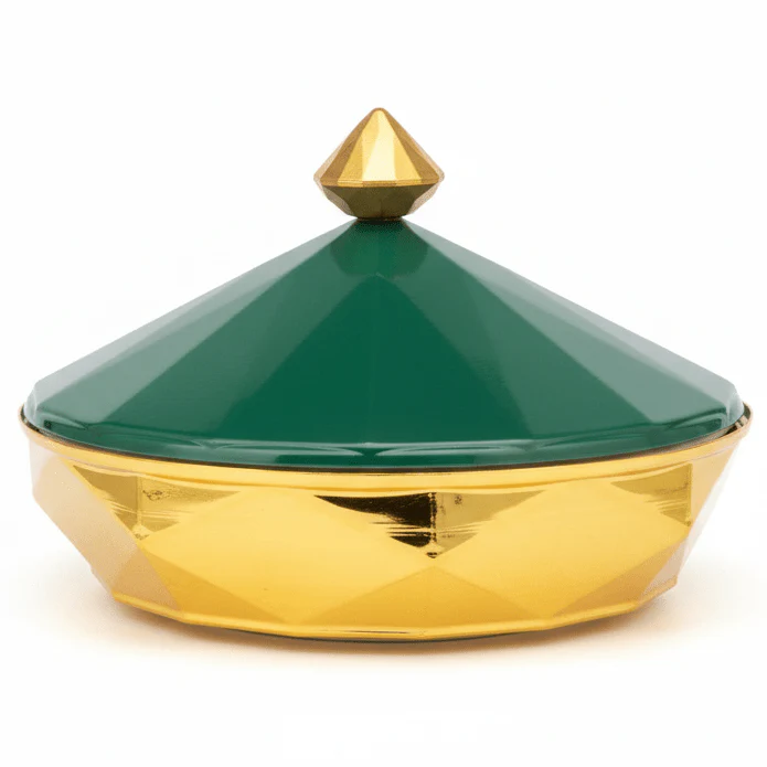 Palermo Designer Gold & Green Metal & Ceramic Dates Bowl – Luxury Serving Bowl for Sweets & Dates 27 cm