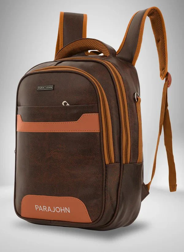 Parajohn Classic Brown PU Leather Backpack 16 Inch – Premium Stylish Travel Backpack for Men & Women with Spacious Compartments - Image 2
