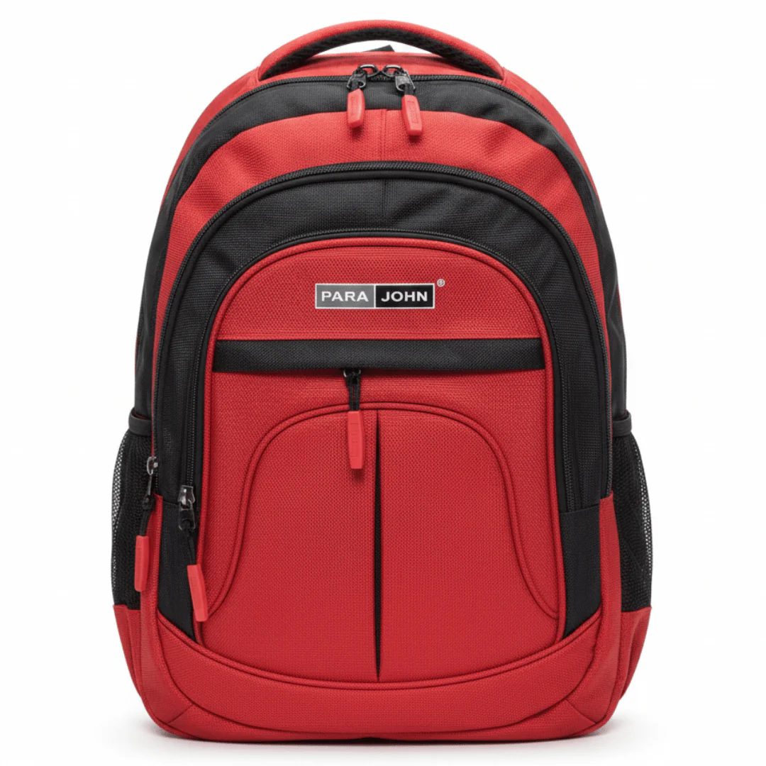 Parajohn Classic Red & Black Polyester School Backpack 20 Inch – Durable Student Backpack for Daily Carry