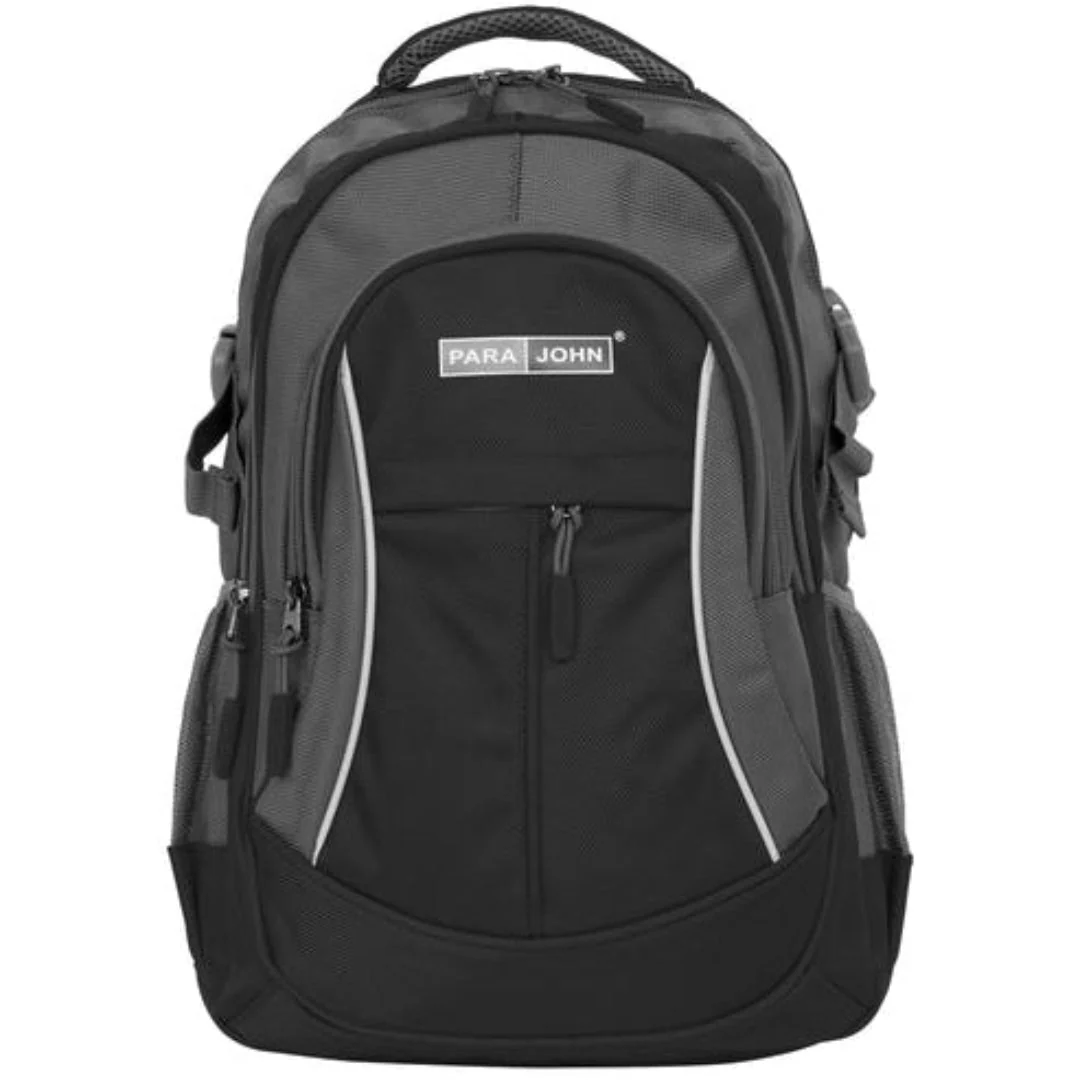 Parajohn Compact Grey & Black Polyester School Backpack 18 Inch – Lightweight Student Bag for Daily School Essentials