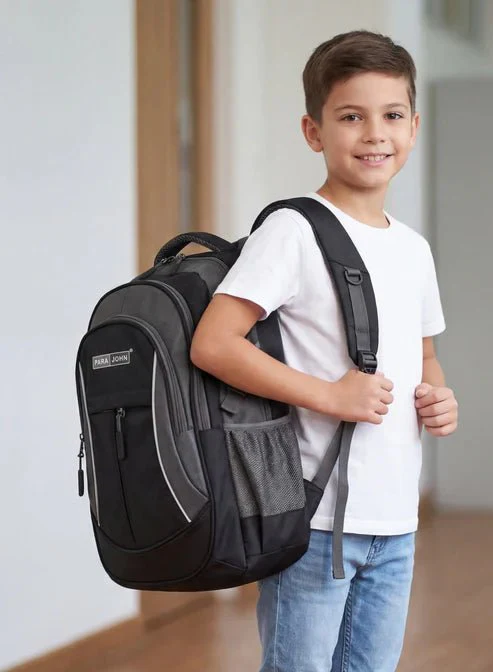 Parajohn Compact Grey & Black Polyester School Backpack 18 Inch – Lightweight Student Bag for Daily School Essentials - Image 2