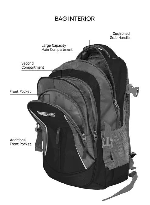 Parajohn Compact Grey & Black Polyester School Backpack 18 Inch – Lightweight Student Bag for Daily School Essentials - Image 4