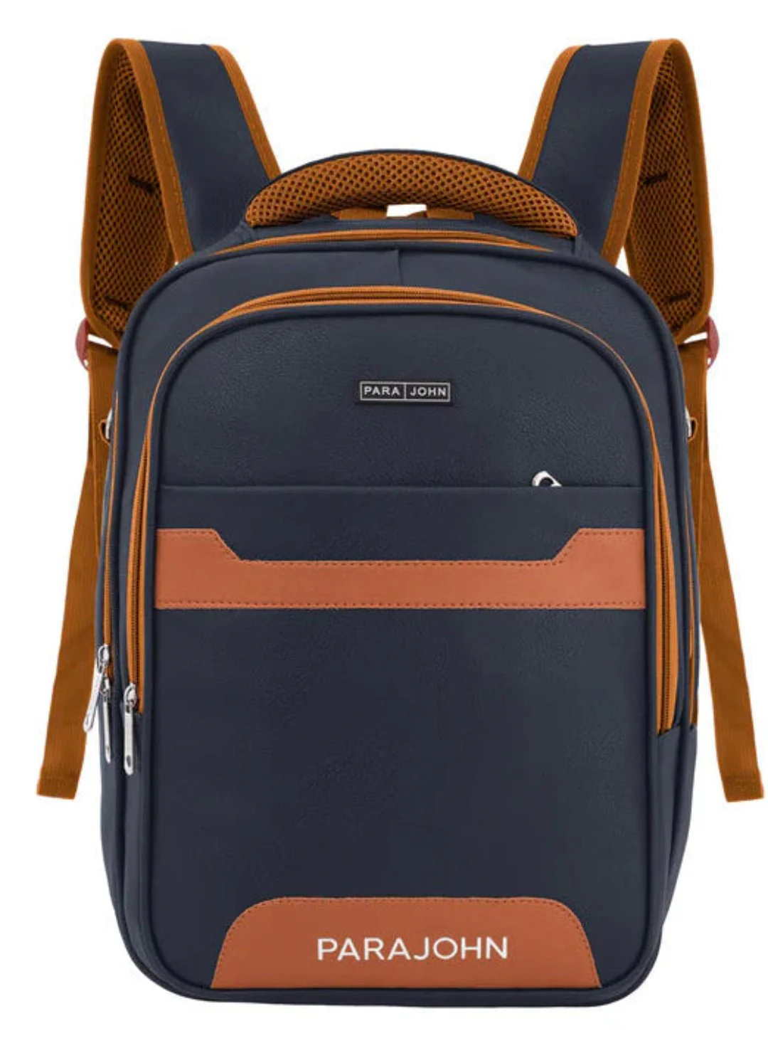 Parajohn Sleek Navy Blue PU Leather Backpack 16 Inch – Durable Everyday Laptop & Travel Backpack with Modern Design
