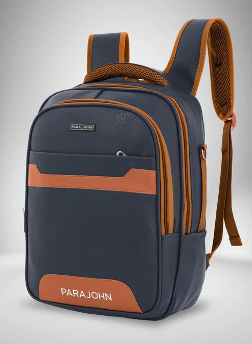Parajohn Sleek Navy Blue PU Leather Backpack 16 Inch – Durable Everyday Laptop & Travel Backpack with Modern Design - Image 2