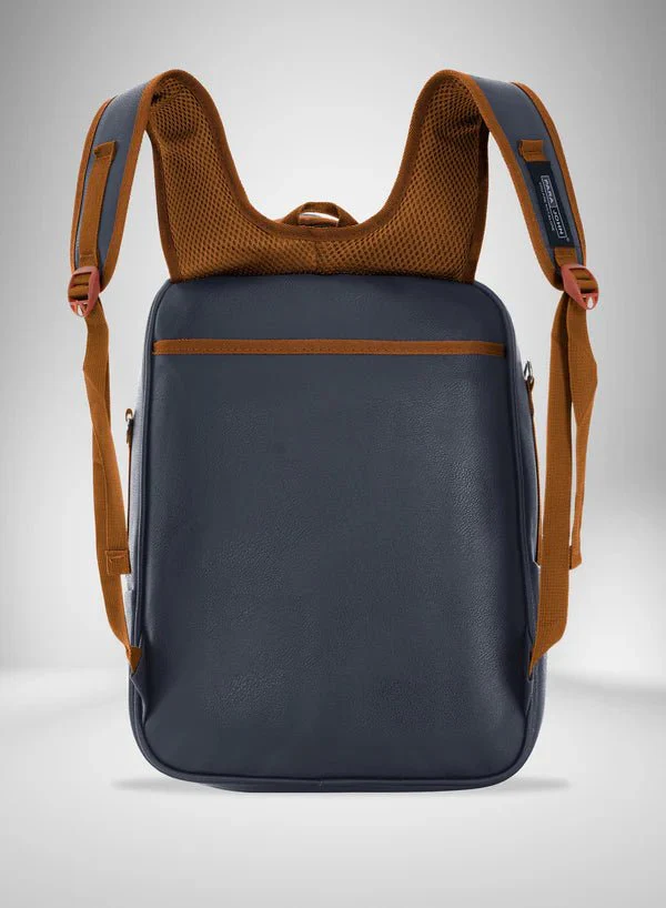 Parajohn Sleek Navy Blue PU Leather Backpack 16 Inch – Durable Everyday Laptop & Travel Backpack with Modern Design - Image 4