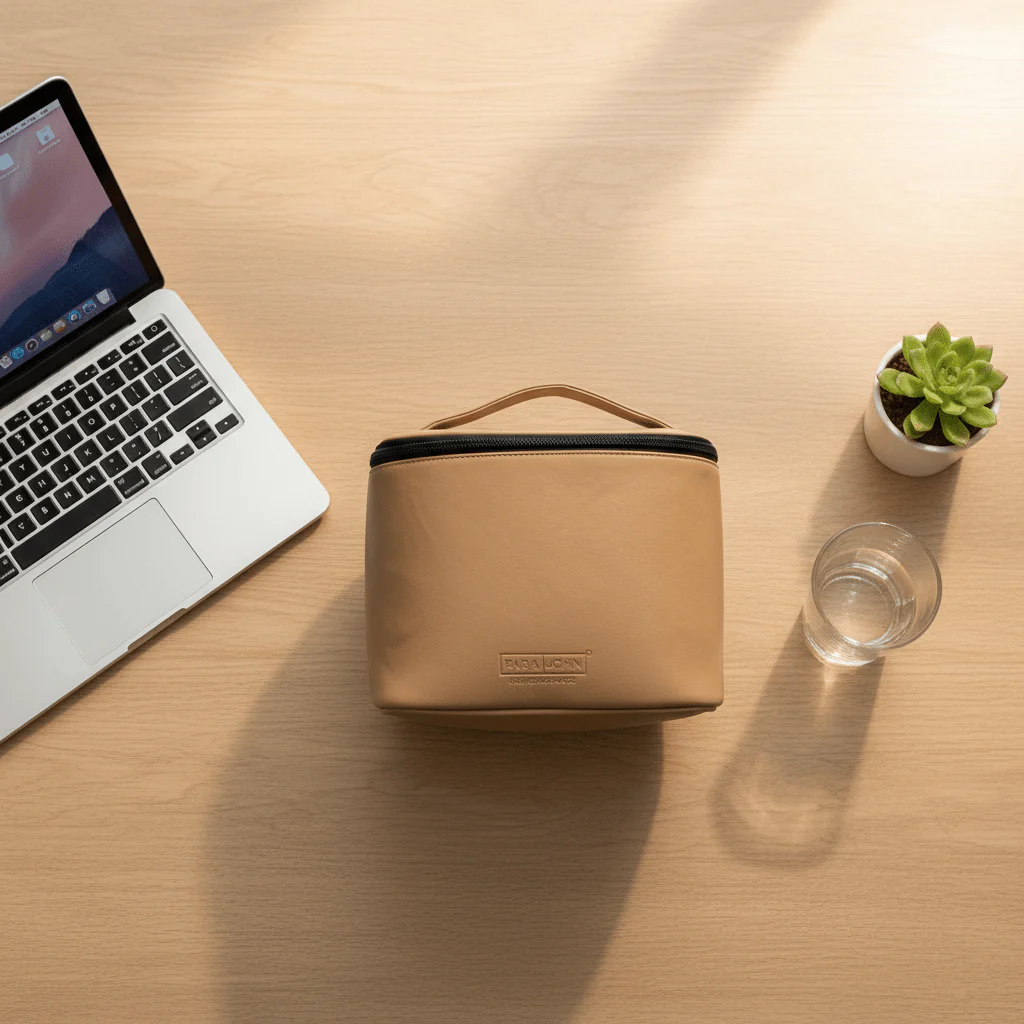 Parajohn Stylish Beige PVC Lunch Carry Bag with Spacious Interior – 8.5 Inch - Image 2