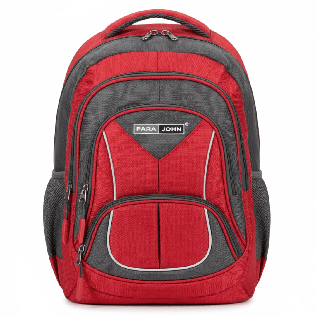 Parajohn Unique Red & Grey Polyester School Backpack 18 Inch – Eye-Catching Design with Large Storage Space