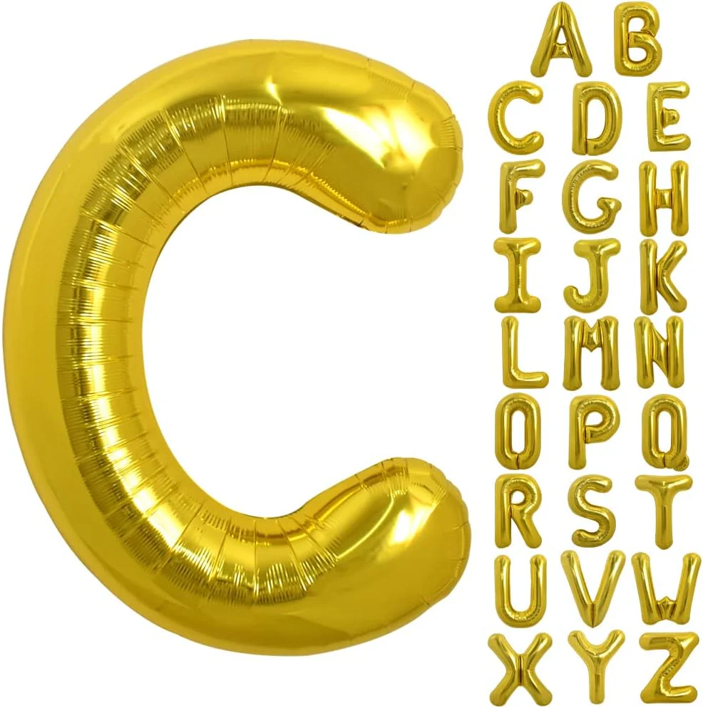 PARTY FUN Gold Foil Balloon Letter "C" 80cm – Wedding, Birthday & Baby Shower Décor