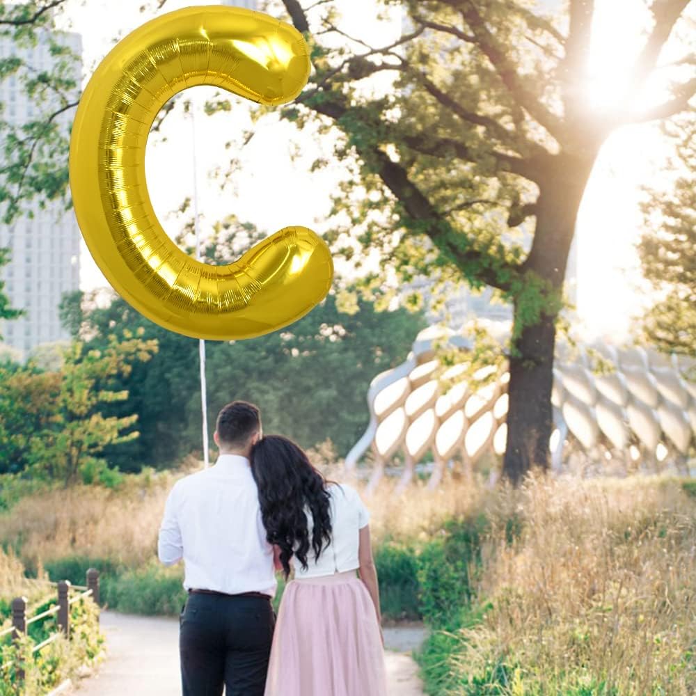 PARTY FUN Gold Foil Balloon Letter "C" 80cm – Wedding, Birthday & Baby Shower Décor - Image 2