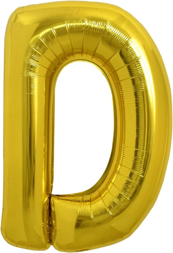 PARTY FUN Gold Foil Balloon Letter "D" 80cm – Shiny Helium Balloon for Parties