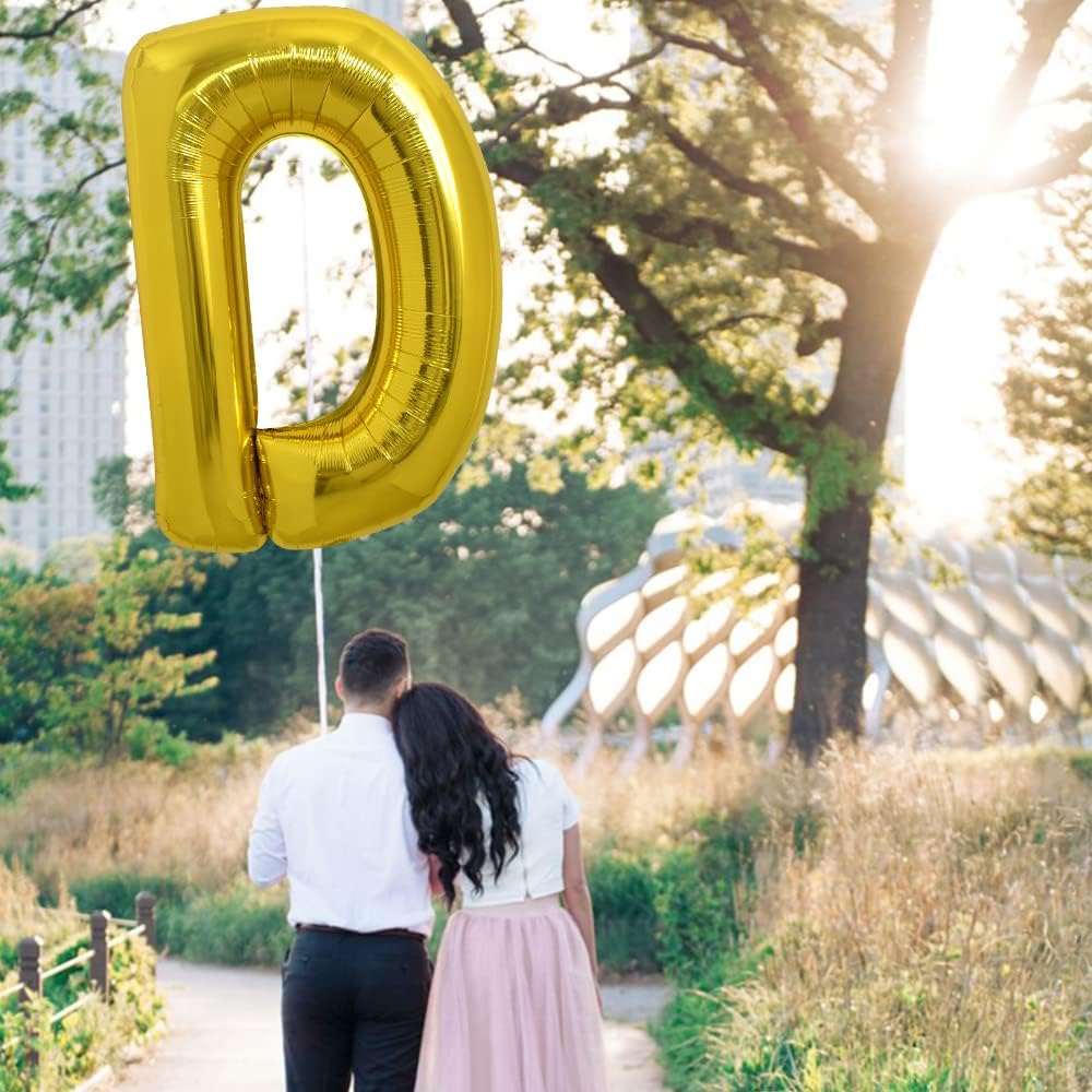 PARTY FUN Gold Foil Balloon Letter "D" 80cm – Shiny Helium Balloon for Parties - Image 2