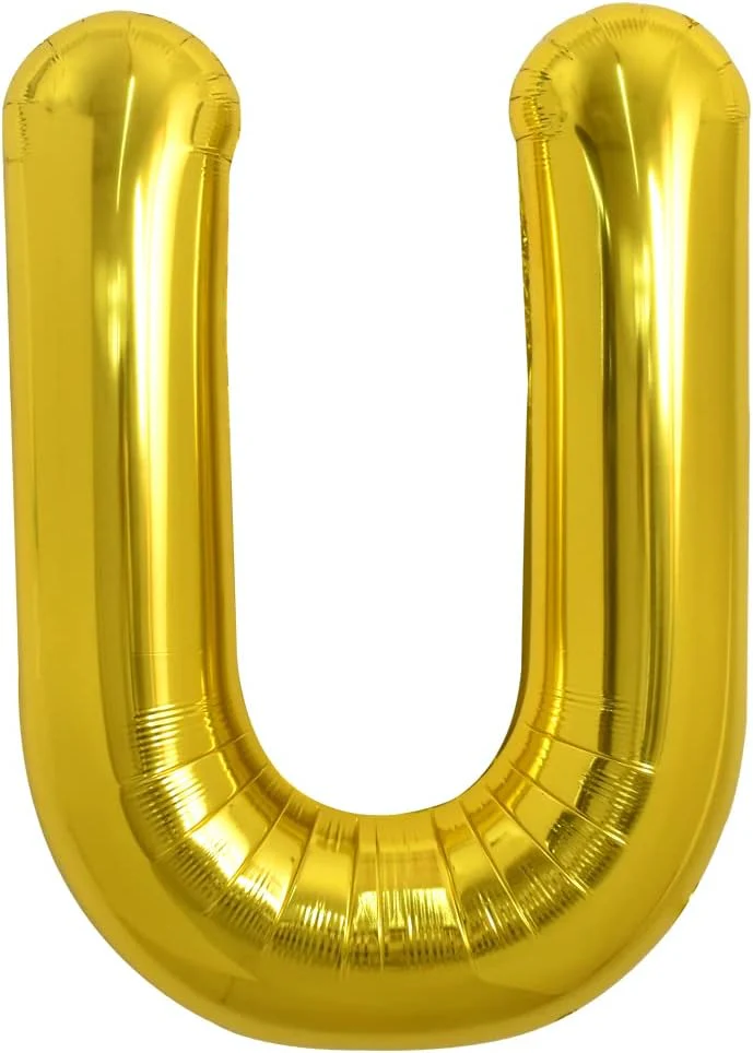 PARTY FUN Gold Foil Balloon Letter "U" 80cm – Large Metallic Party Supply