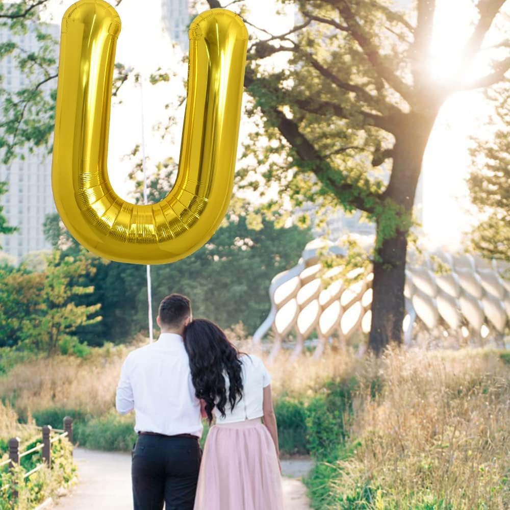 PARTY FUN Gold Foil Balloon Letter "U" 80cm – Large Metallic Party Supply - Image 2