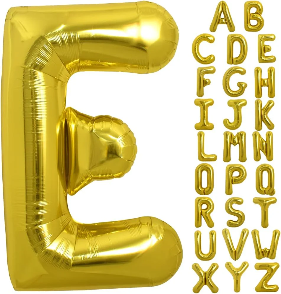 PARTY POINT Gold Foil Balloon Letter "E" 80cm – Elegant Gold Décor for Events