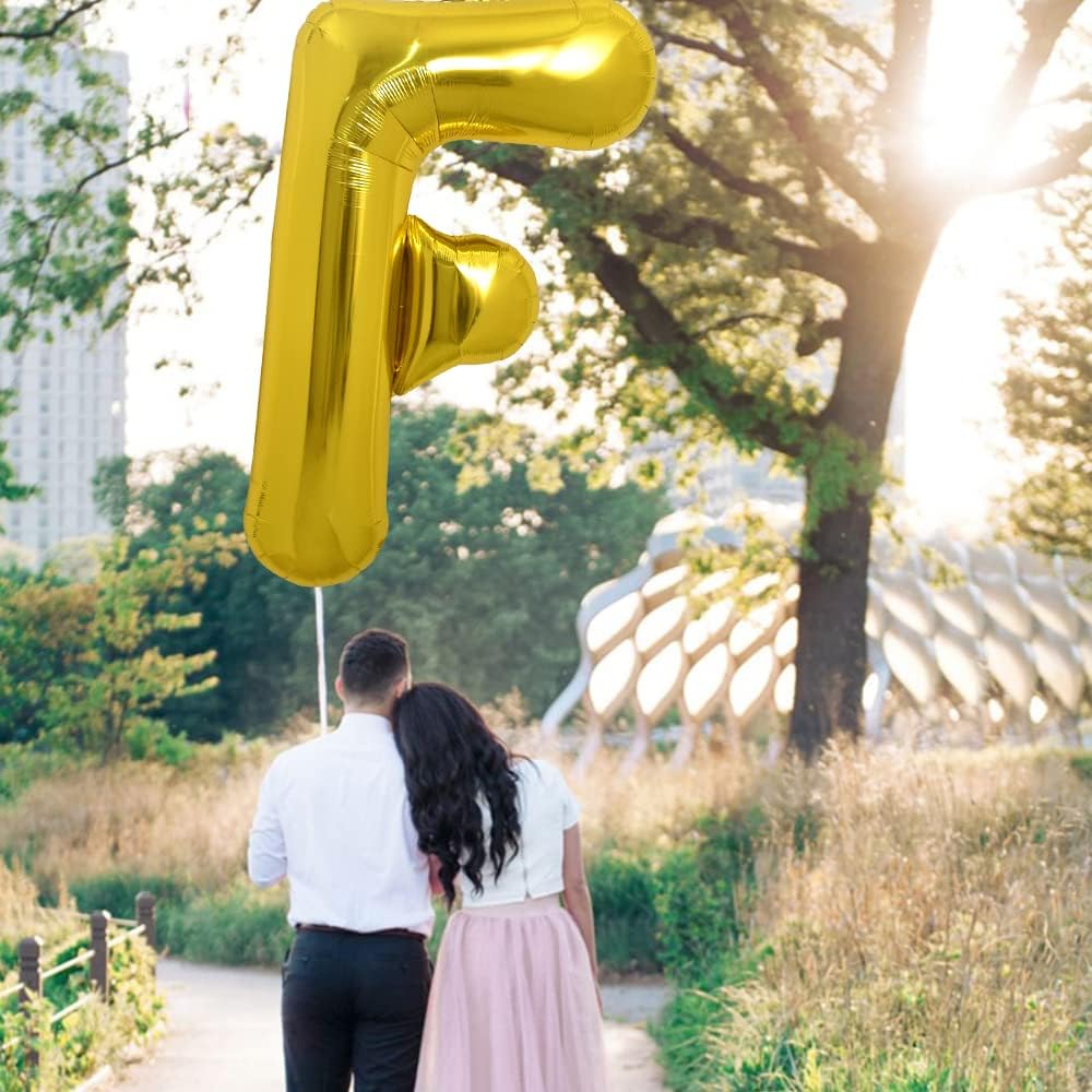 PARTY POINT Gold Foil Balloon Letter "F" 80cm – Large Balloon for Party Decoration - Image 2
