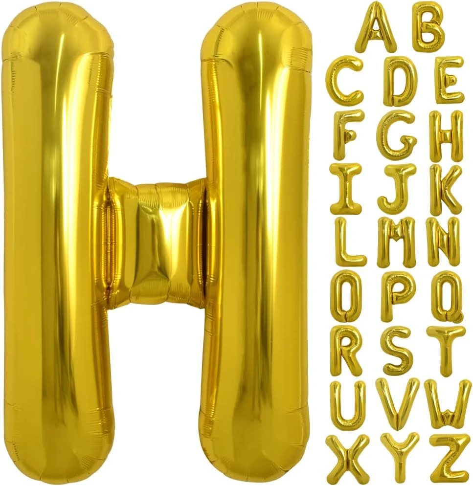 PARTY POINT Gold Foil Balloon Letter "H" 80cm – Helium Compatible Party Balloon