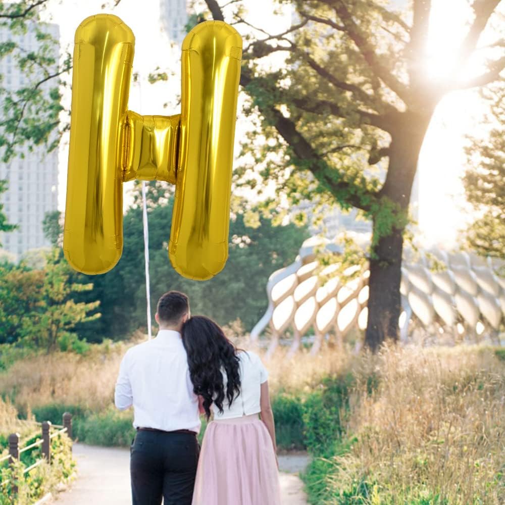 PARTY POINT Gold Foil Balloon Letter "H" 80cm – Helium Compatible Party Balloon - Image 2