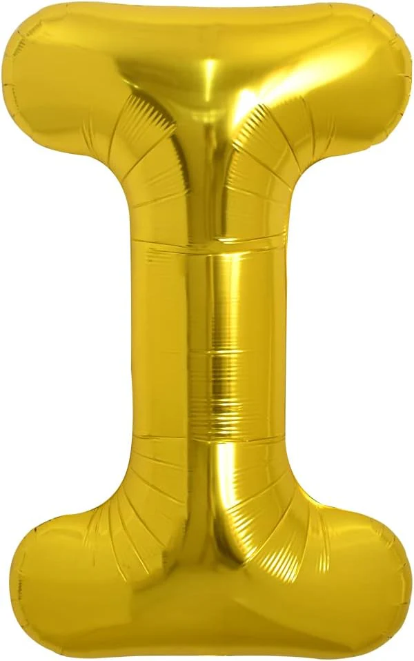 PARTY POINT Gold Foil Balloon Letter "I" 80cm – Shimmering Gold Party Decoration