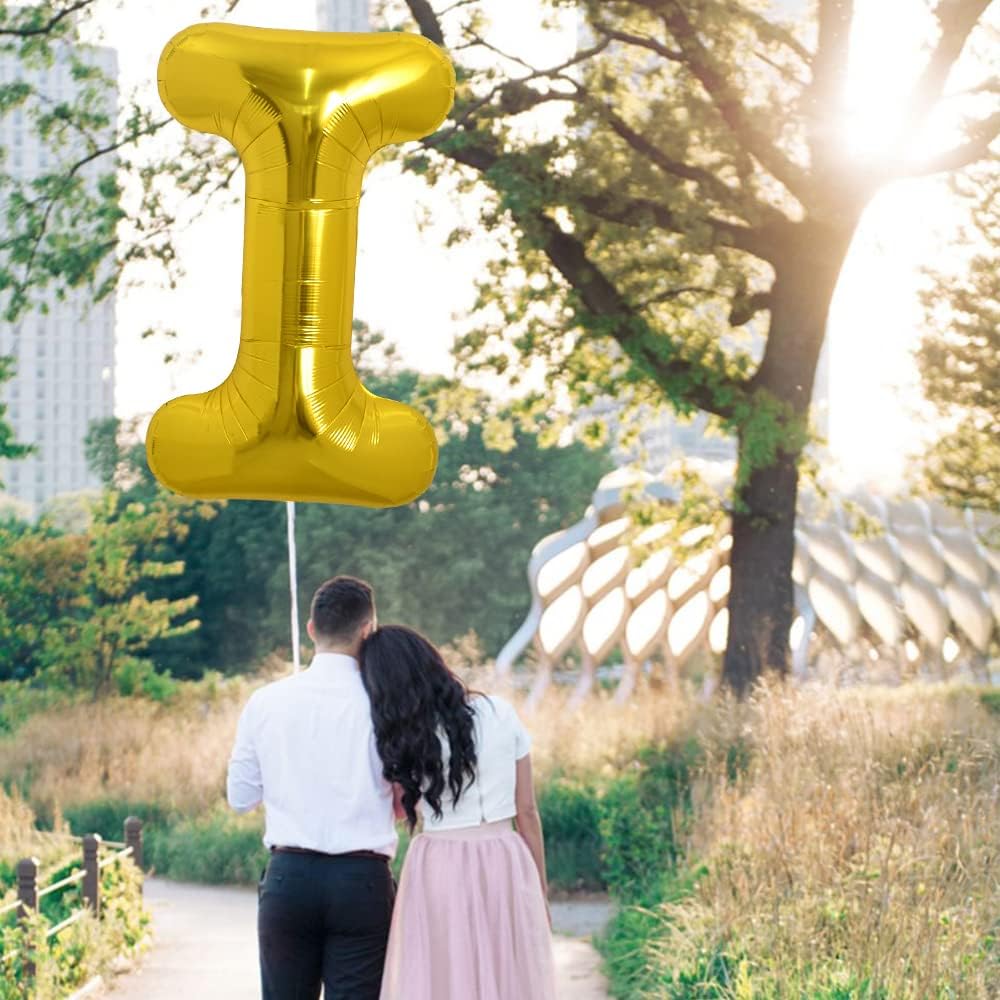 PARTY POINT Gold Foil Balloon Letter "I" 80cm – Shimmering Gold Party Decoration - Image 2