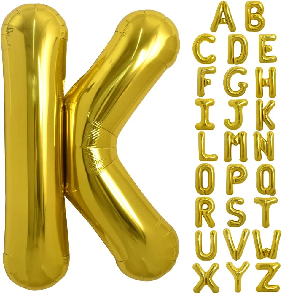 PARTY POINT Gold Foil Balloon Letter "K" 80cm – Stylish Decoration for Any Occasion