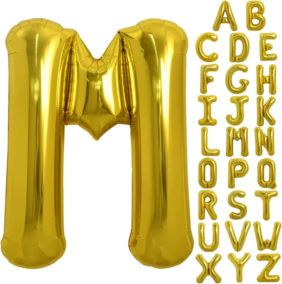 PARTY POINT Gold Foil Balloon Letter "M" 80cm – Gold Metallic Décor Balloon