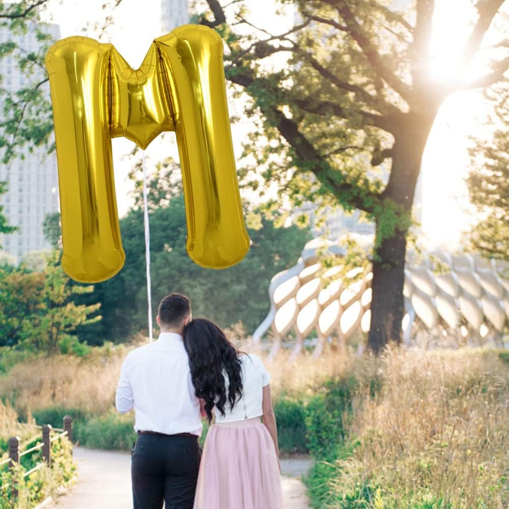 PARTY POINT Gold Foil Balloon Letter "M" 80cm – Gold Metallic Décor Balloon - Image 2