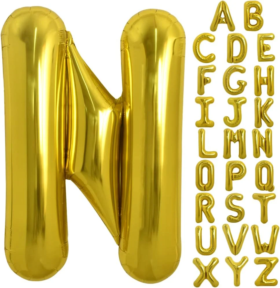 PARTY POINT Gold Foil Balloon Letter "N" 80cm – Large Gold Party Decoration Balloon